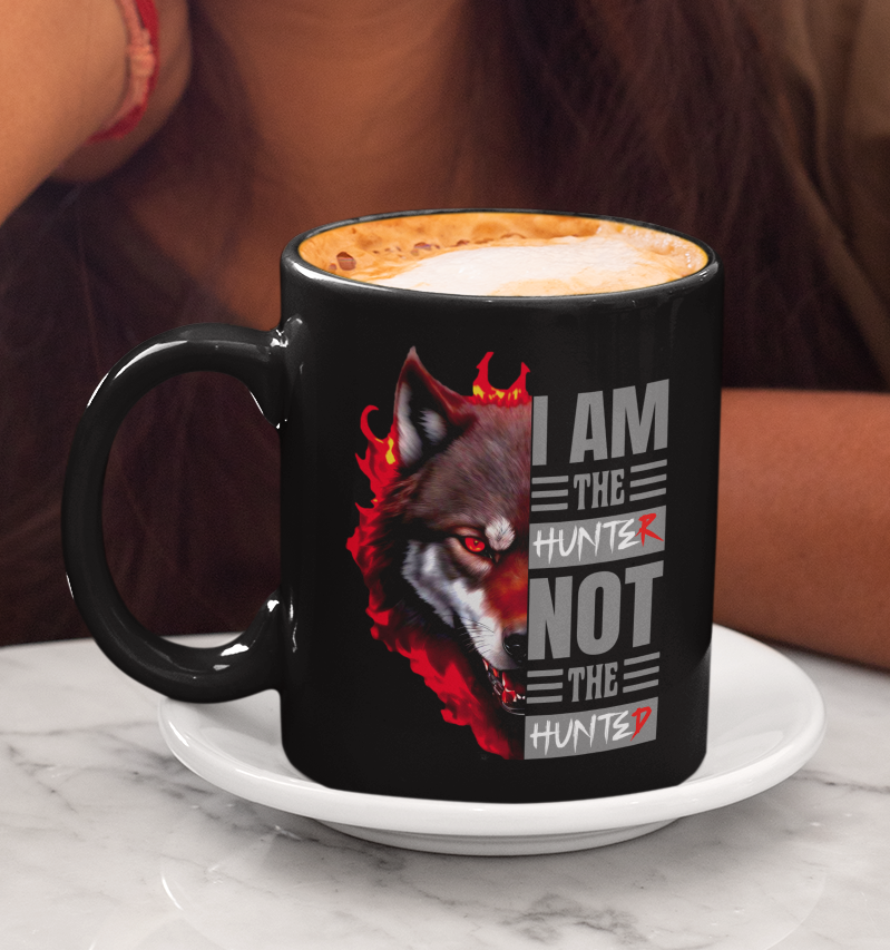 I Am The Hunter (Wolf) - 11oz Black Mug